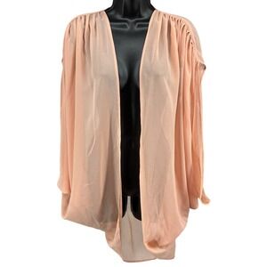 Pins and Needles Blush Sheer Draped Kimono Cardigan Open Front Layering Top S